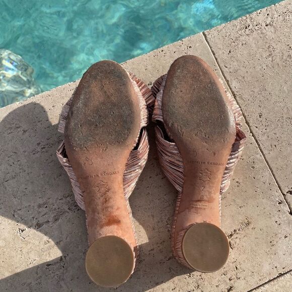 Loeffler Randall Pink Metallic Bow Vacation Sandals - Picture 5 of 6